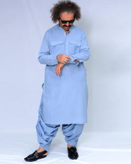 Soft Blue Kameez Shalwar Cotton