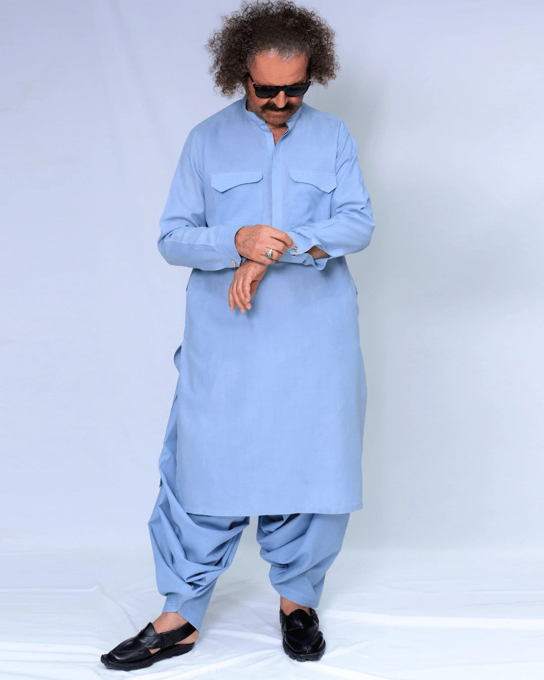 Soft Blue Kameez Shalwar Cotton